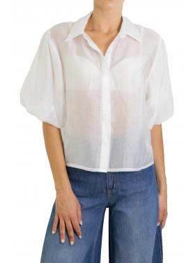 Camicia tinta unita con manica palloncino